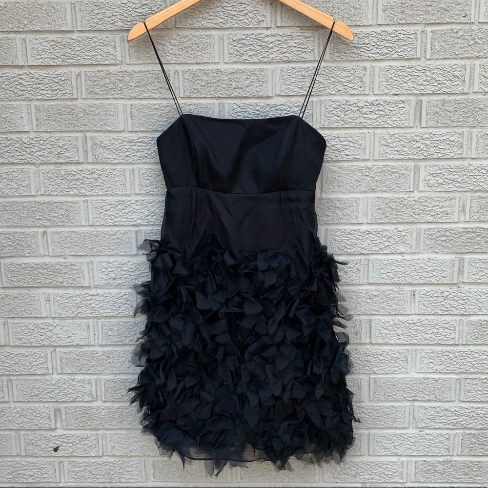 Milly Black Silk Petal Cocktail Dress perfect cond